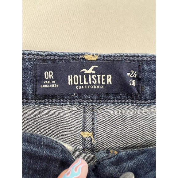 Womens Hollister Jeans Size 0 Regular High Ris Super Skinny Crop Denim - Picture 4 of 14
